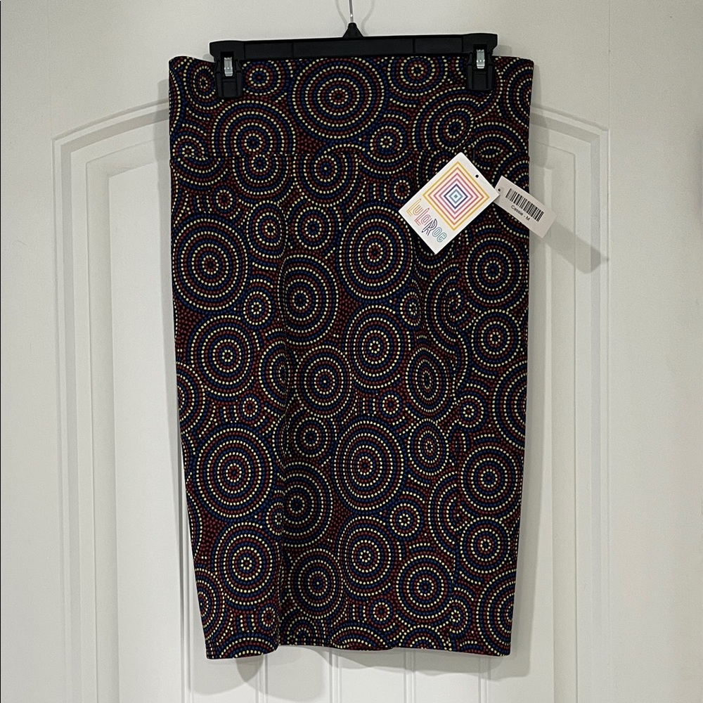 LuLaRoe Black and Multicolor Circle Pattern Pencil Skirt